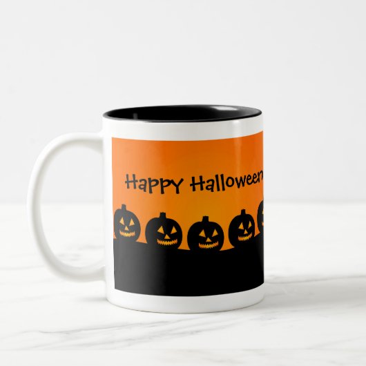 Pompoenen in een rij, Happy Halloween Mok (Links)