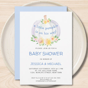 Pompoenen Koys Blue Baby shower Kaart