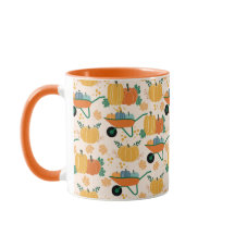 Pompoenen kruiwagen herfst tuin bladeren