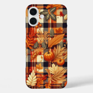 Pompoenen Maple verlaat herfstplaids iPhone 16 Plus Hoesje