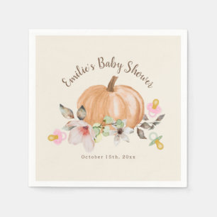 Pompoenen Pacifiers Bloemen Herfst Baby shower Servet