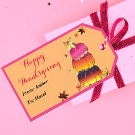 Pompoenen & Pompoenen Gradiënt, Goud, & Folie Text Cadeaulabel
