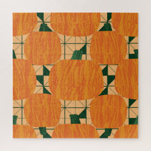 Pompoenen: Retro geometrische driehoek. Legpuzzel