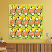 Pompoenen, soep en gestripte achtergrond canvas afdruk (Insitu (Woonkamer))