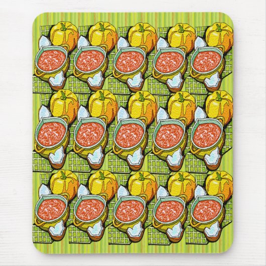 Pompoenen, soep en gestripte achtergrond muismat (Voorkant)