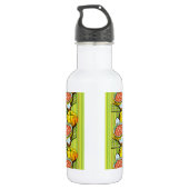 Pompoenen, soep en gestripte achtergrond waterfles  (Achterkant)