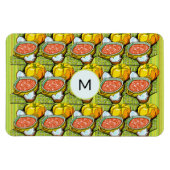Pompoenen, soep en gestripte achtergrondmonogram magneet (Horizontaal)