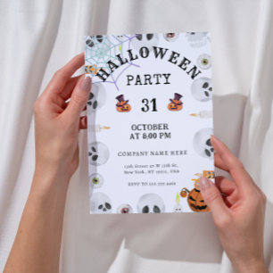 pompoenen Spider Web Halloween Kantoor Party Wit Kaart