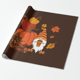 Pompoenen, steranijs, kaneelstokjes, herfstlev cadeaupapier