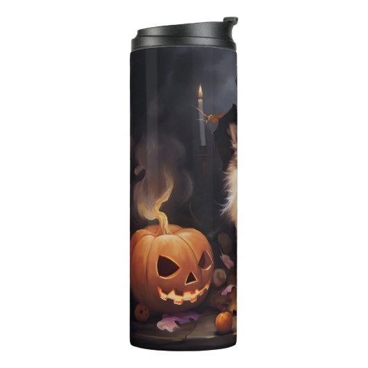 Pompoenen van Pommeren Halloween eng Thermosbeker (Gedraaid links)