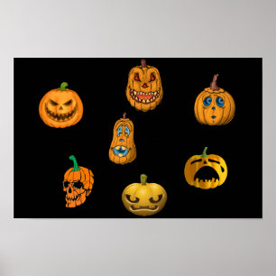 Pompoenen voor Halloween. Poster