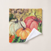 Pompoenen - Waterverf kunst Bad Handdoek (Wasdoekje)