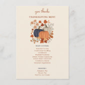 Pompoenen Wildflowers Thanksgiving Dinner Menu (Voorkant)