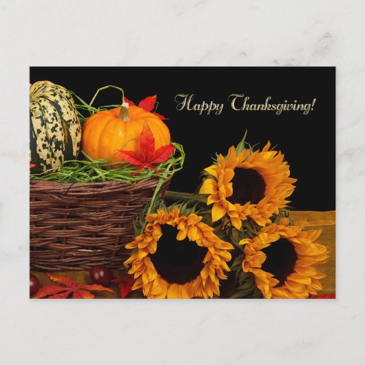 Pompoenen & Zonnebloemen Thanksgiving Feestdagenkaart (Voorkant)