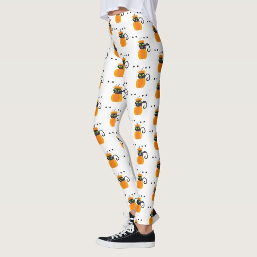 Pompoenen, zwarte kat en Eyeballen, Halloween Patt Leggings (Links)