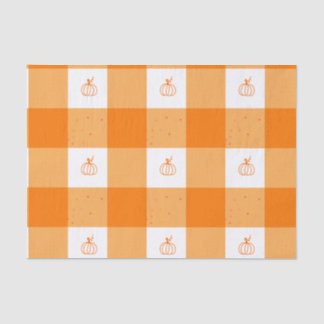 Pompoenfeest bedankbriefjes met oranje geruit moti tissuepapier