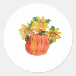 Pompoengele zonnebloemen ronde sticker