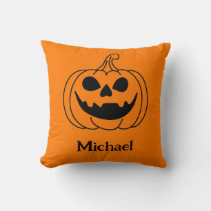 Pompoengesicht Jack O Lantern Met Naam Kussen