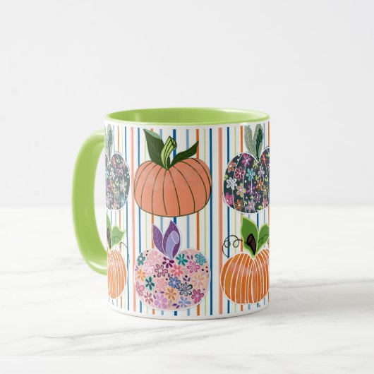 Pompoengestreepte mok (Voorkant links)