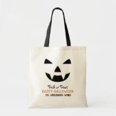 Pompoengezicht Modern Script Happy Halloween Custo Tote Bag (Voorkant)
