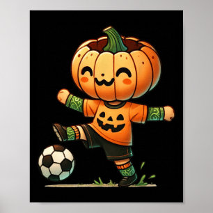 Pompoengezicht Voetbal Halloween Kostuum Jongens K Poster