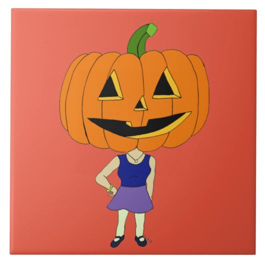 pompoenhoofd chibi tegeltje (Voorkant)