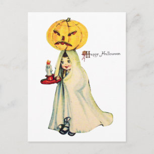 Pompoenhoofd (Oude Halloweenkaart) Briefkaart