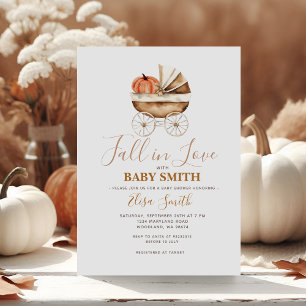 Pompoenkoets Verliefd Op Herfst Baby Shower Kaart