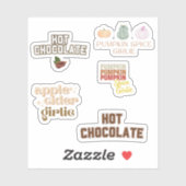 Pompoenkruid, appelcider, warme chocolademelk sticker (Vel)