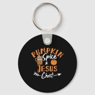 Pompoenkruid en Jesus Christ Fun Herfst Christelij Sleutelhanger
