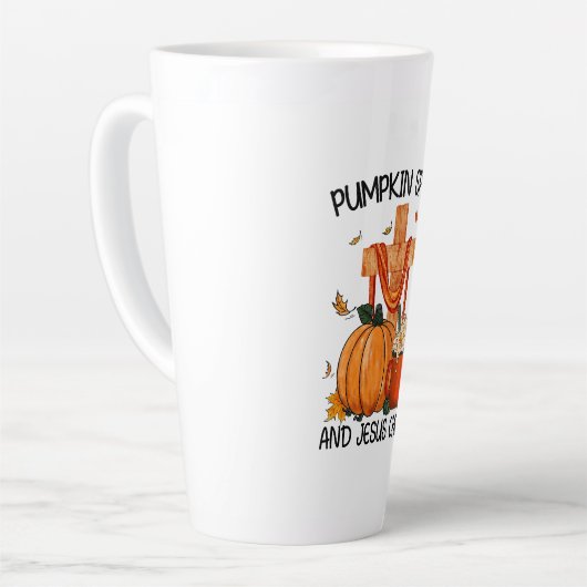 Pompoenkruid en Jezus Christus Latte Mok (Linkerhoek)