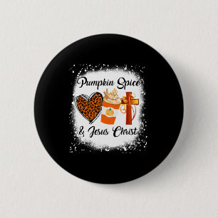 Pompoenkruid en Jezus Christus Leopard Heart Coff Ronde Button 5,7 Cm