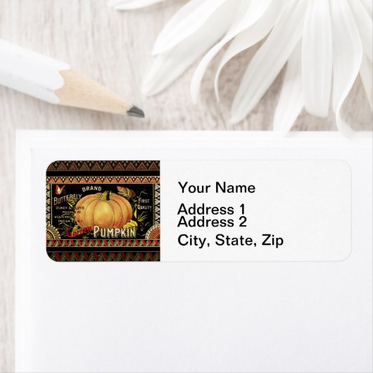 Pompoenlabel Antiek vlindermerk Etiket (Insitu)