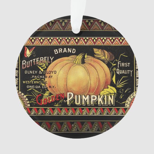 Pompoenlabel Antiek vlindermerk Ornament (voorkant)