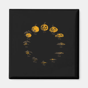 Pompoenlevenscyclus voor Thanksgiving Halloween Ko Magneet
