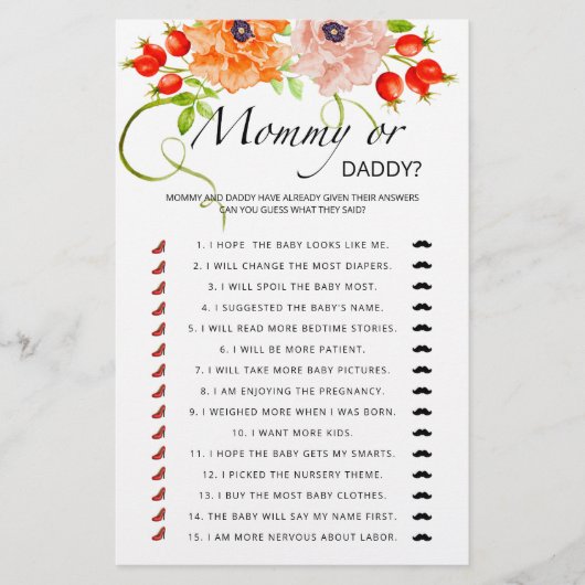 Pompoenmama- of papa-baby shower-spel (Voorkant)