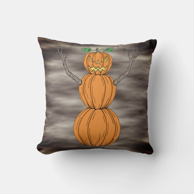 Pompoenman Halloween Kunst Kussen (Voorkant)