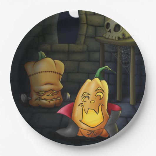 Pompoenmonsters Halloween/Birthday Paper Bord (Voorkant)