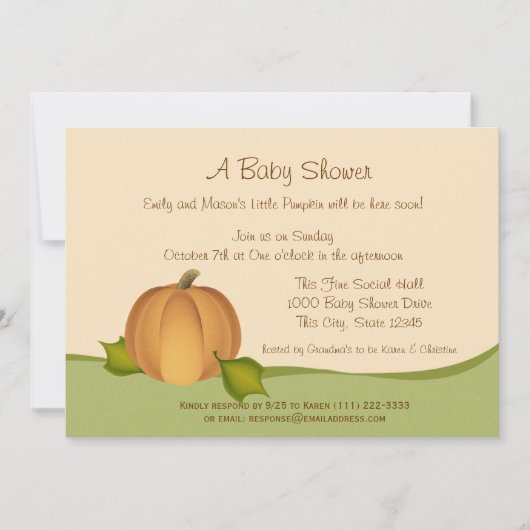 pompoenoogst-Baby shower Kaart (Voorkant)