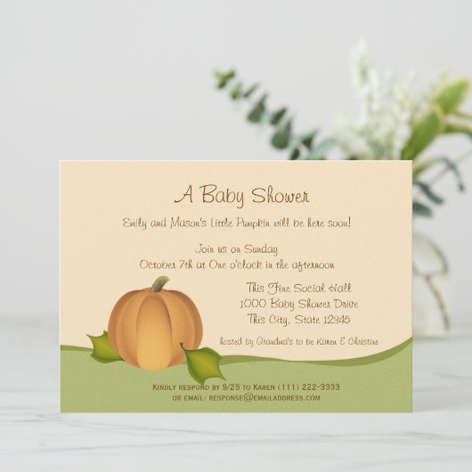 pompoenoogst-Baby shower Kaart (Staand voorkant)