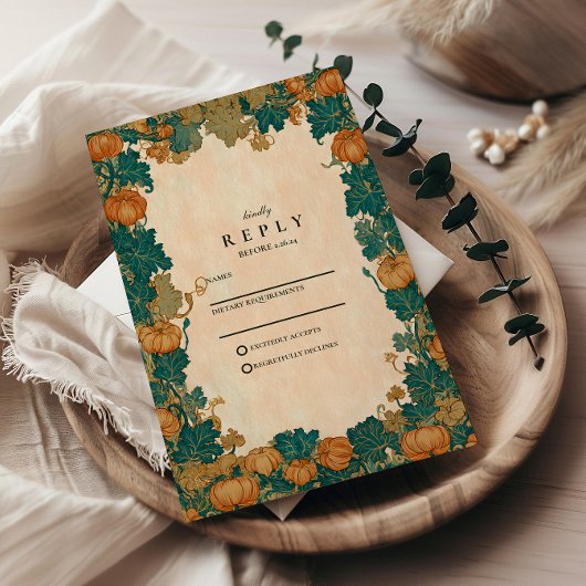  pompoenoogst bruiloft RSVP kaartje