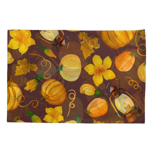 Pompoenoogst herfst Waterverf Pattern Kussensloop (Achterkant)