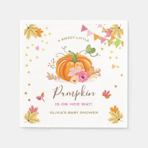 Pompoenpapier Herfst Baby shower Girl Pink Servet