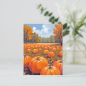 Pompoenpatch Herfst Waterverf Feestdagenkaart (Staand voorkant)