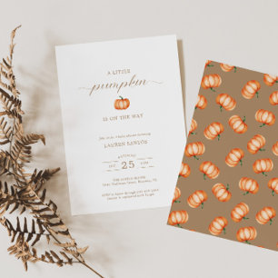 Pompoenpatroon Herfst Baby Shower Uitnodiging