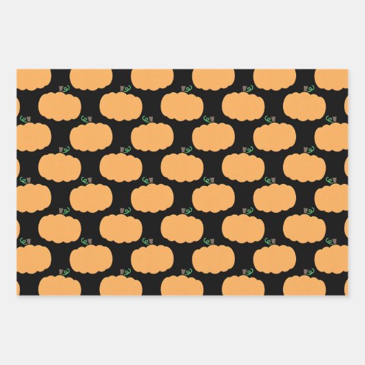 Pompoenpatroon op zwart inpakpapier vel (Voorkant 3)