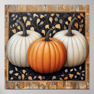 Pompoenprint herfst poster keukenmuur decor