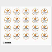 Pompoenpuree met geruit patroonetiket ronde sticker (Vel)