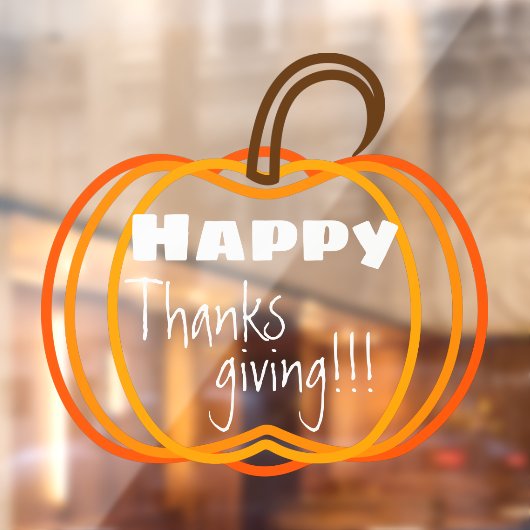  pompoenS Happy Thanksgiving!! Window Cling Raamsticker (Vel 2)