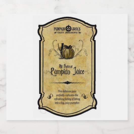 pompoensap likeurfles etiket (Enkel label)